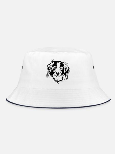 Kooikerhondje Kopf - Bucket Hat - Weiß/Navy - Vorne