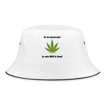 Feuille de cannabis stylisée pour vêtements - Bob - blanc/marine - Devant
