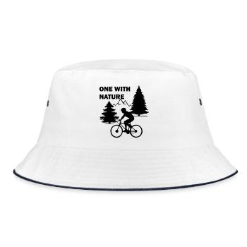 Cycliste dans la nature avec texte un avec la nature - Bob - blanc/marine - Devant