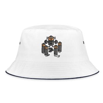 Batterie Kreuzheben Gym Powerlifting Bodybuilding - Bucket Hat - Weiß/Navy - Vorne