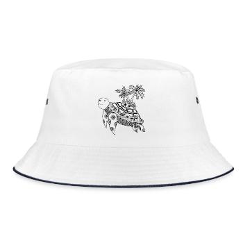 Schildkröte mit Insel auf dem Rücken - Bucket Hat - Weiß/Navy - Vorne