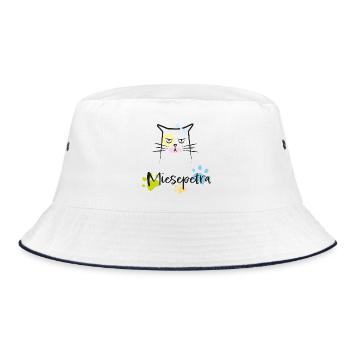 Miesepetra, Katze, Illustration, lustig - Bucket Hat - Weiß/Navy - Vorne