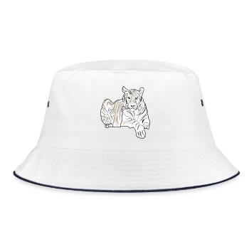 LYING TIGER - Bucket Hat - white/navy - Front
