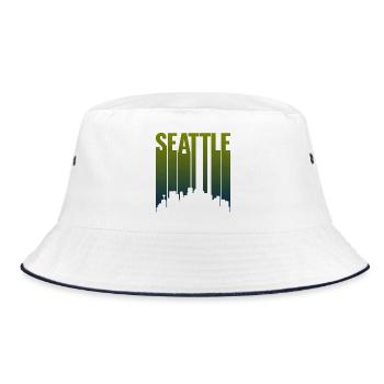 Dégradé vert de la silhouette de la ligne de Seattle - Bob - blanc/marine - Devant