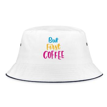 But First Coffee - Bucket Hat - white/navy - Front