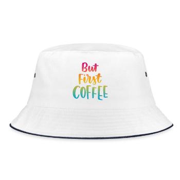 Aber erster Kaffee - Bucket Hat - Weiß/Navy - Vorne