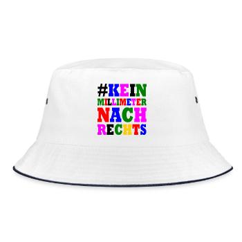 kein millimeter nach rechts - Bucket Hat - Weiß/Navy - Vorne