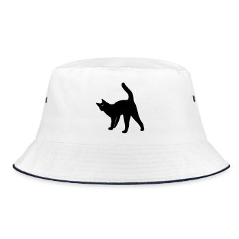 Katze Katze - Bucket Hat - Weiß/Navy - Vorne