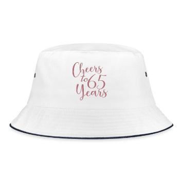 Cheers To 65 Years 65th Birthday Anniversary - Bucket Hat - white/navy - Front