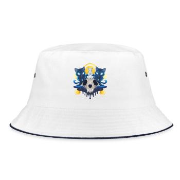 Nezumi Sensei: Zen Ninja Mouse and Guardian Cats - Bucket Hat - white/navy - Front