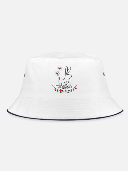 Osternest mit Osterhase - Bucket Hat - Weiß/Navy - Vorne