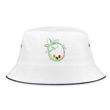 Easter nest with Easter eggs - Bucket Hat - white/navy - Front