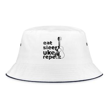 eat sleep uke repeat! schwarz - Bucket Hat - Weiß/Navy - Vorne