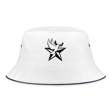 Star with pigeon - Bucket Hat - white/navy - Front
