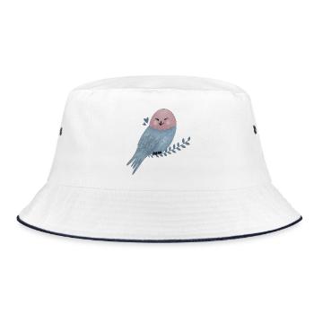 Snowy Owl Illustration - Bucket Hat - white/navy - Front