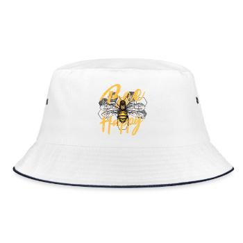 Bienenglückliche Illustration - Bucket Hat - Weiß/Navy - Vorne