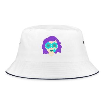 Frau Träne Blumen vintage Grafik - Bucket Hat - Weiß/Navy - Vorne