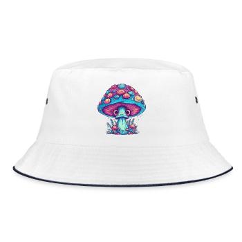 Psychedelischer Pilz - Magischer Pilz - Bucket Hat - Weiß/Navy - Vorne