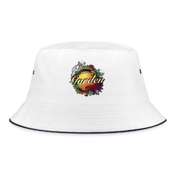 colorful garden in Art Nouveau glass window optics - Bucket Hat - white/navy - Front