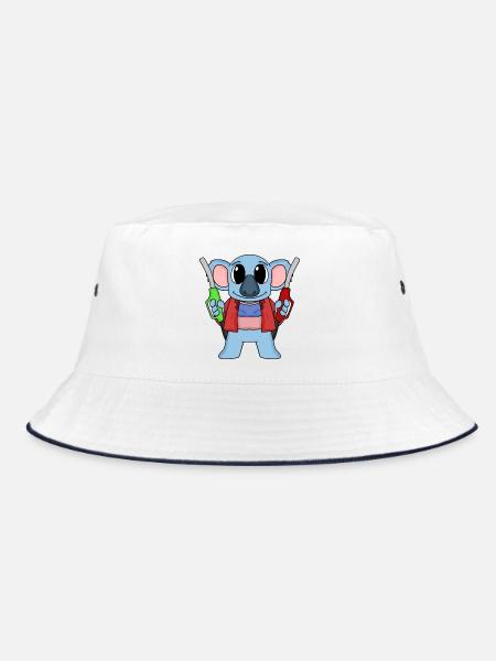 Gas station attendant Koala gas station - Bucket Hat - white/navy - Front