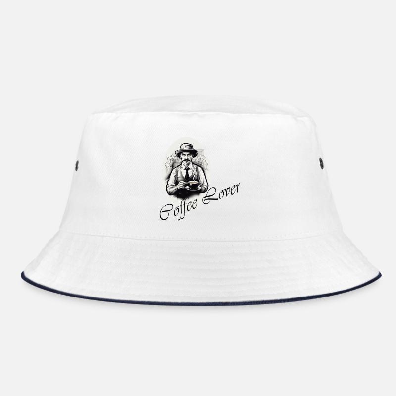 Coffee Lover - Bucket Hat - Weiß/Navy