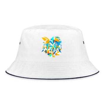 Abstract Summer - Bucket Hat - Weiß/Navy - Vorne