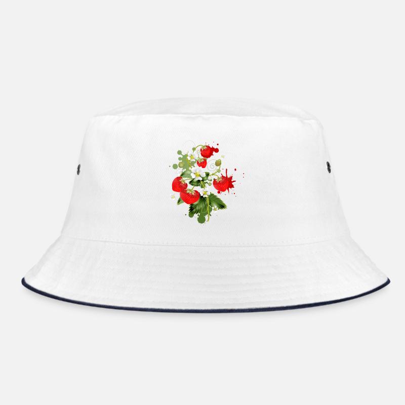 Erdbeeren Pflanze mit Erdbeeren Blüte Graffiti - Bucket Hat - Weiß/Navy