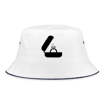 Jeweler wedding ring with a large diamond in box - Bucket Hat - white/navy - Front