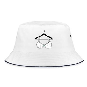 Bra white with blue bow on clothes hanger - Bucket Hat - white/navy - Front
