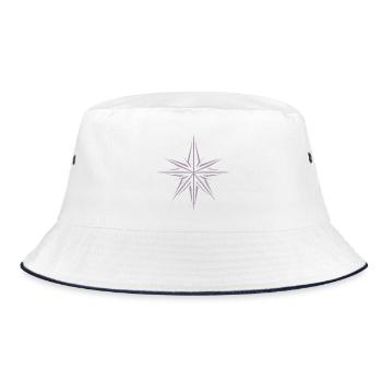 Minimalistischer Weihnachtsstern: Festliche - Bucket Hat - Weiß/Navy - Vorne