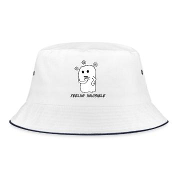 Cute Ghost Funny Illustration - Bucket Hat - white/navy - Front