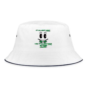 Creepy Funny All About Money Smiling Face Joke - Bucket Hat - white/navy - Front