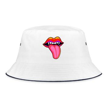 Mouth with vampire teeth - Bucket Hat - white/navy - Front