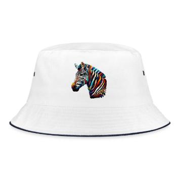 Zebra - Bucket Hat - Weiß/Navy - Vorne