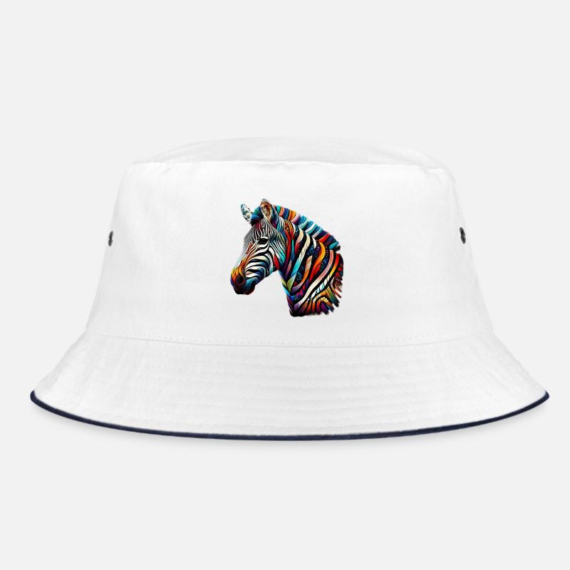 Zebra - Bucket Hat - Weiß/Navy