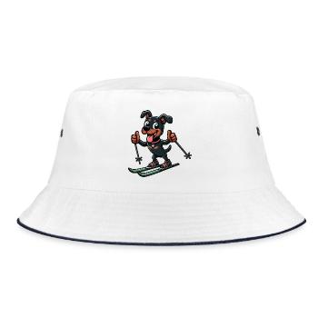 Dog American Staffordshire Terrier Ski Skier - Bucket Hat - white/navy - Front