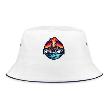 Reykjanes Volcano, Reykjanesskagi, volcano Iceland - Bucket Hat - white/navy - Front