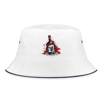Festayre, feria and bull with beret and scarf r - Bucket Hat - white/navy - Front
