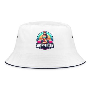 Snow Queen Snowboarding Illustration - Bucket Hat - white/navy - Front