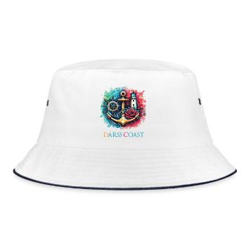 DarssCoast - Wellen Möwe Anker Grafik - Bucket Hat - Weiß/Navy - Vorne