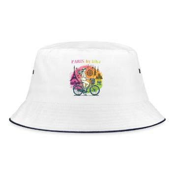 Paris mit dem Fahrrad Rainbow City Ride - Bucket Hat - Weiß/Navy - Vorne