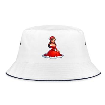 Ded Moroz Snegurotschka russischer Weihnachtsmann - Bucket Hat - Weiß/Navy - Vorne