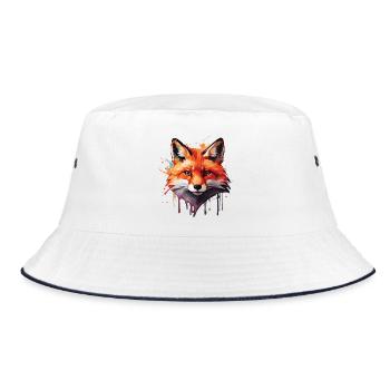 Cute Fox - Bucket Hat - white/navy - Front