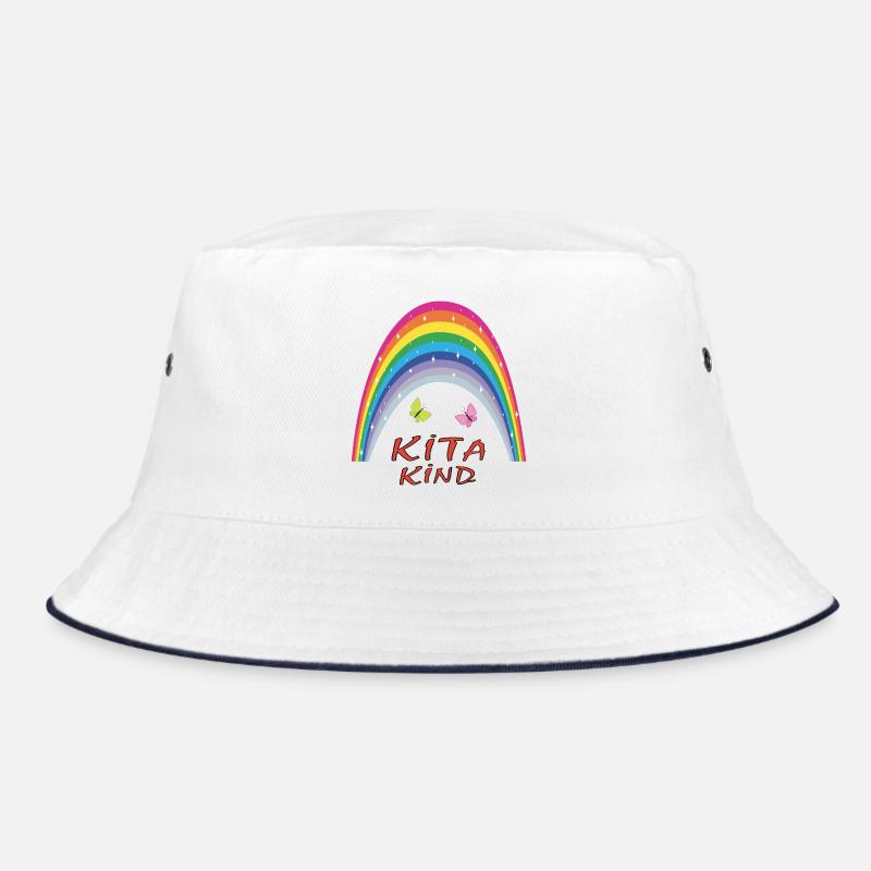 Kita Kindergarten Regenbogen Schmetterlinge - Bucket Hat - Weiß/Navy