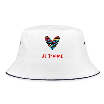 HEART. HEARTS. VALENTINE'S DAY. LOVE. LOVE. COUPLE. - Bucket Hat - white/navy - Front