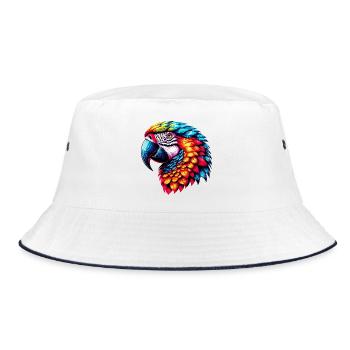 Papagei - Bucket Hat - Weiß/Navy - Vorne