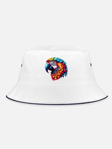 Papagei - Bucket Hat - Weiß/Navy - Vorne