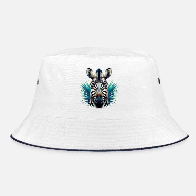 Zebra - Bucket Hat - Weiß/Navy