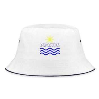 Naxos Sun and Waves Logo Design - Bucket Hat - white/navy - Front