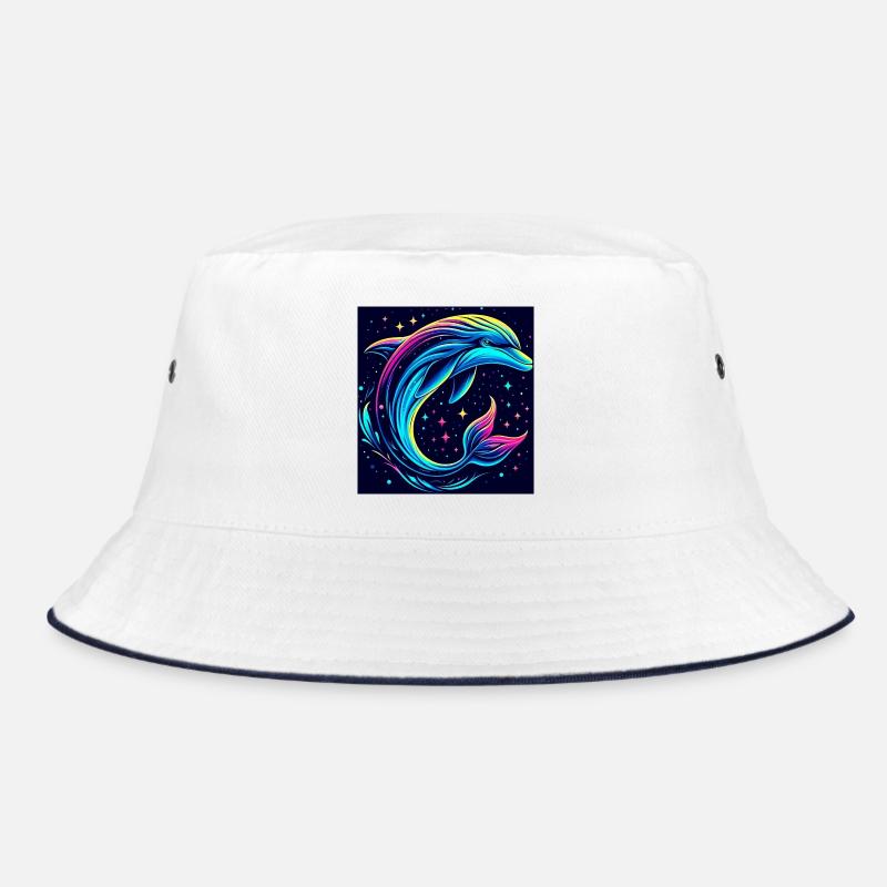 Delfin - Bucket Hat - Weiß/Navy